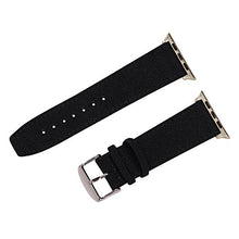Load image into Gallery viewer, Clockwork Synergy - Cordura Collection Leather Watch Bands Compatible with Apple Watch (38mm Black, SS)
