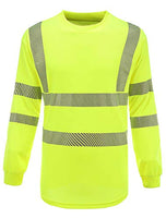 360 USA Brand Mesh Dry Long Sleeve Reflective T-Shirt - ANSI Class 2 Yellow