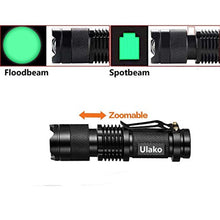 Load image into Gallery viewer, Ulako Single 1 Mode Zoomable LED 150 Yard Green Light Flashlight Torch For Fishing Hunting Detector
