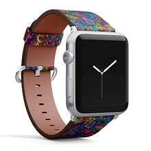 Load image into Gallery viewer, S-Type iWatch Leather Strap Printing Wristbands for Apple Watch 4/3/2/1 Sport Series (42mm) - Ethnic Pattern of Abstract Flowers and Birds
