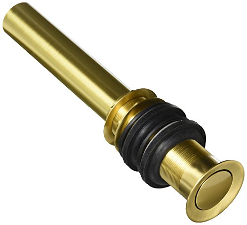 Jaclo 819-SB C.O. Plug Finger Touch Drain without Overflow Holes for Extra Thick Basins, Satin Brass
