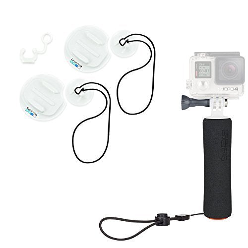 GoPro Surf Bundle - The Handler floating grip & 2 Mounts w/ leash. GoPro Official Limited Edition combo - Water/Boardsports: Surfing, SUP , Snowboard, Kayak, Prone,Outrigger,Boating, Diving