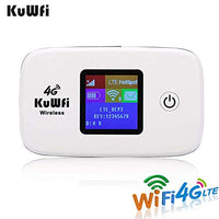 KuWFi 4G LTE Mobile WiFi Hotspot Unlocked Wireless Internet Router Devices with SIM Card Slot for Travel Support B1/B3/B5/B7/B8/B20 in Europe Caribbean South America Africa