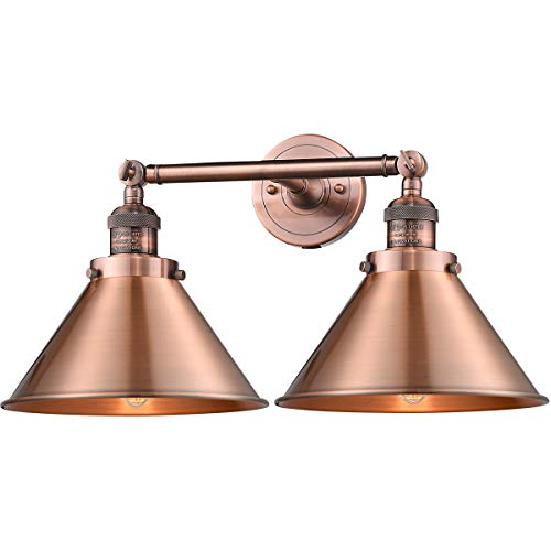 Innovations 208-AC-M10-AC-LED 2 Light Vintage Dimmable LED Bathroom Fixture, Antique Copper