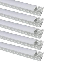 Load image into Gallery viewer, LightingWill 5-Pack U-Shape LED Aluminum Channel 3.28ft/1M Anodized Sliver Aluminum Track for &lt;20mm Width SMD3528 5050 LED Strips with Oyster White Cover, End Caps and Mounting Clips U04S5
