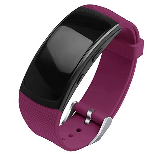 OenFoto Compatible Gear Fit2 Pro/Fit2 Band, Replacement Silicone Accessories Strap Samsung Gear Fit2 Pro SM-R365/Gear Fit2 SM-R360 Smartwatch-New Wine Red