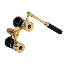 Load image into Gallery viewer, HQRP Opera Glasses Black with Gold Color Trim w/Built-in Extendable Handle in Gift Box

