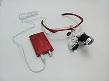Load image into Gallery viewer, NSKR 3.5X 420mm Working Distance Surgical Binocular Loupes Optical Glass with LED Head Light Lamp + Aluminum Box Red
