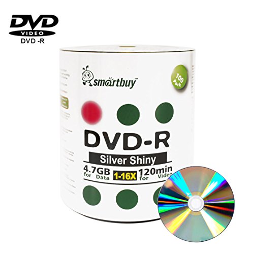 Smartbuy 4.7gb/120min 16x DVD-R Shiny Silver Blank Data Video Recordable Media Disc (100-Disc)
