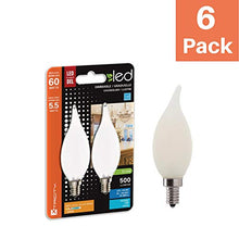 Load image into Gallery viewer, LED 6W Flame Tip Filament Frosted Chandelier Light Bulb, 60W Equivalent, 500 Lumens, 3000K Soft White, Dimmable, 120V, E12 Candelabra Base, Energy Star, (6 Pack)

