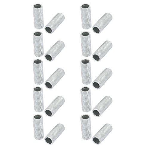 uxcell 20Pcs M10 1mm Pitch Threaded Zinc Plated Pipe Nipple Lamp Parts 25mm Long
