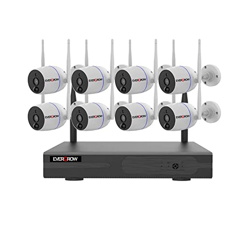 [2 Way Audio, Long Range, 10 Channel NVR] Wireless Security Dual Mode Camera System with 1TB Hard Drive, 8Pcs 1296p IP Security Surveillance Cameras Home Outdoor Alexa (8CH-A-2MP-168)