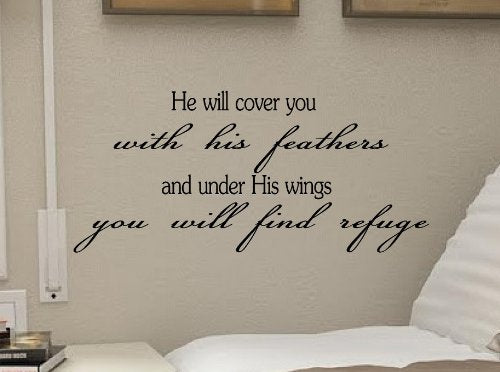 He will cover you with his feathers and under his wings, you will find refuge Vinyl Decal Matte Black Decor Decal Skin Sticker Laptop