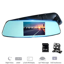 Load image into Gallery viewer, XISEDO Rear View Mirror Camera, Dash Cam, 5 Inch IPS Display Full HD 1080P Full Touchscreen Dual Lens Car Front Camera, 140 Wide Angle DVR Supports Night Vision, G-Sensor, Loop Recording, Parking Mod
