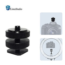 Load image into Gallery viewer, LimoStudio Mini Black Double Screw Angle 1/4&quot; Hot Shoe Mount Adapter Holder, AGG1802
