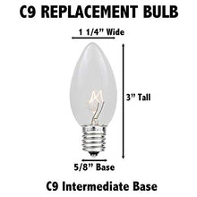 Load image into Gallery viewer, Novelty Lights 25 Pack C9 Ceramic Outdoor Christmas Replacement Bulbs, White, E17/C9 Intermediate Base, 7 Watt

