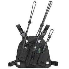 Load image into Gallery viewer, abcGoodefg Universal Radio Chest Harness Pack Front Pocket Pouch Bag Holster EMS Vest Rig with Reflective Stripe for Two Way Radio Walkie Talkie Black (Rescue Essentials)
