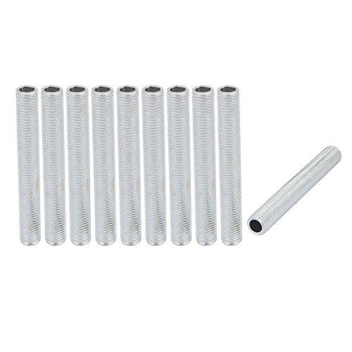 uxcell 10Pcs M8 1mm Pitch Threaded Zinc Plated Pipe Nipple Lamp Parts 60mm Long