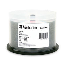 Load image into Gallery viewer, Verbatim DVD-R, 16X, 4.7GB, Spindle, 50/PK, Silver (95203)
