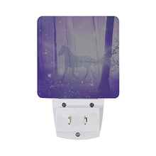 Load image into Gallery viewer, Naanle Set of 2 Unicorn Fairy Woodland Magic Purple Forest Horse Auto Sensor LED Dusk to Dawn Night Light Plug in Indoor for Adults

