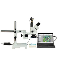 OMAX 3.5X-90X Digital Zoom Trinocular Single-Bar Boom Stand Stereo Microscope with 9.0MP USB Camera and 144 LED Ring Light with Light Control Box