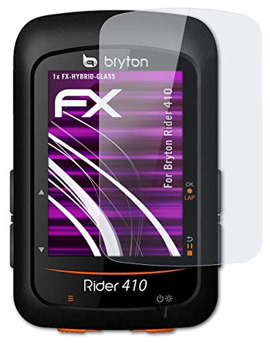atFoliX Plastic Glass Protective Film Compatible with Bryton Rider 410 Glass Protector, 9H Hybrid-Glass FX Glass Screen Protector of Plastic