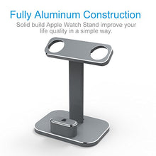 Load image into Gallery viewer, DHOUEA Compatible 2 in 1 Watch Stand Replacement for Apple Watch iWatch Charging Dock Station Stand Holder Aluminum Airpods Stand for Apple Watch Series 4 3 2 1 (38mm or 42mm) Airpods (Gray)
