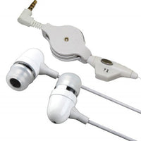 Retractable All WHITE Metal Bullet Sound Isolating In-ear Earbuds Earphones Hands-free Headset with Microphone for Blackberry Playbook, Dell Streak 7, Double Power T-708