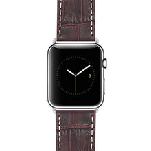 Load image into Gallery viewer, Bandini Replacement Watch Band for Apple Watch 42mm / 44mm Burgundy, Leather, White Stitching, Fits Series 6, 5, 4, 3, 2, 1
