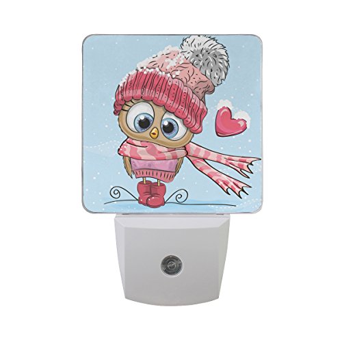 Naanle Set of 2 Christmas Owl Santa Hat Heart Snowflake Auto Sensor LED Dusk to Dawn Night Light Plug in Indoor for Adults