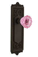 Nostalgic Warehouse 723296 Egg & Dart Plate Double Dummy Crystal Pink Glass Door Knob in Oil-Rubbed Bronze