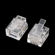 Load image into Gallery viewer, uxcell RJ11 6P4C Adapter Jack Telephone Phone Handset Cable Wire Connector Clear 100pcs
