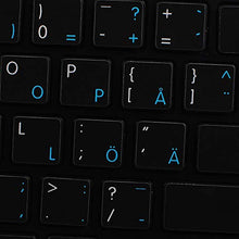 Load image into Gallery viewer, Apple NS Swedish/Finnish - English Non-Transparent Keyboard Labels Black Background for Desktop, Laptop and Notebook
