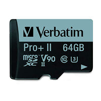 Verbatim 64GB Pro II Plus 1900X SDXC UHS-II V90 U3 Class 10 Memory Card w/Adapter