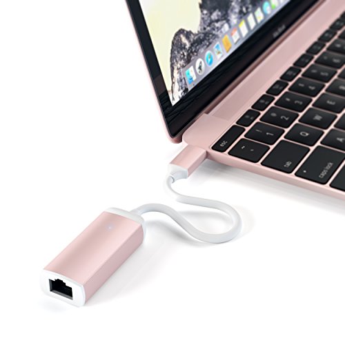 Satechi Aluminum Type-C Gigabit Ethernet Adapter - Compatible with 2020/2019 MacBook Pro, 2020/2018 MacBook Air, 2020/2018 iPad Pro (Rose Gold)
