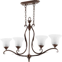 Quorum 6572-4-39 Leaf, Flower, Fruit Four Light Island Pendant from Flora Collection in Copper Finish, 37.50 inches