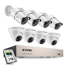 Load image into Gallery viewer, ZOSI 8CH 1080P Security Camera System with 1TB Hard Drive H.265+ 8Channel 1080P HD Video DVR Recorder and 8pcs 1920TVL 1080P Weatherproof Surveillance CCTV Cameras with 100ft/65ft Night Vision
