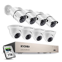 ZOSI 8CH 1080P Security Camera System with 1TB Hard Drive H.265+ 8Channel 1080P HD Video DVR Recorder and 8pcs 1920TVL 1080P Weatherproof Surveillance CCTV Cameras with 100ft/65ft Night Vision
