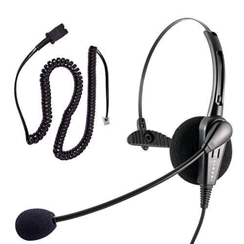 Telephone Headset Headphone Compatible with Cisco 8811 8841 8851 8861 8865 8941 8945 8961 Phone - Call Center Noise Cancel Mic Compatible with Plantronics QD