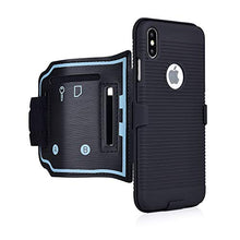 Load image into Gallery viewer, iPhone XS Max sports armband, 180 Rotative Holster, Open Face armband Ideal for Fitness Apps. Hybrid hard case cover with sport armband combo, for Sports Jogging Exercise Fitness (iPhone XS Max)
