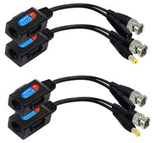 Load image into Gallery viewer, zdyCGTime Balun HD Cat5 RJ45 to BNC Video Baluns transceiver Passive with Power Connector for 720P 1080P 3MP 4MP 5MP 8MP HD-CVI/TVI/AHD/CVBS/960H Camera(2 Pairs)
