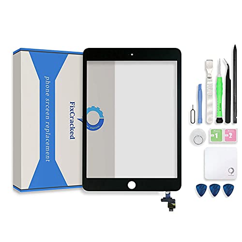 Fixcracked Touch Screen Replacement Parts Digitizer Glass Assembly for Ipad mini 3 + Professional Tool Kit (GSM CDMA Black Repair Kit)