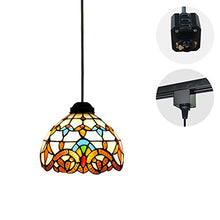 Load image into Gallery viewer, STGLIGHTING 1-Light H-Type Track Light Pendants 4.9 Feet Cord Tiffany Style Colorful Glass Shade Restaurant Chandelier Cecorative Chandelier Pendant Light Bulb Not Included
