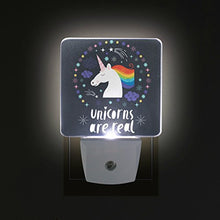 Load image into Gallery viewer, Naanle Set of 2 Unicorns are Real Rainbow Cloud Star Auto Sensor LED Dusk to Dawn Night Light Plug in Indoor for Adults
