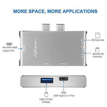 Load image into Gallery viewer, USB C Hub,Alpharan Multiport Type C Adapter for Apple 2016/2017 MacBook Pro 13 and 15,MacBook Pro Dock with Type-C 3.1 Charging Port,4K HDMI,USB 3.0 Port,SD &amp; Micro SD Card Reader (Space Grey)
