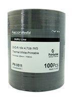 FalconMedia DVD-R16x 4.7 GB White Thermal Printable for Rimage and Teac Printer Print Area 23mm-118mm