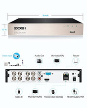 Load image into Gallery viewer, ZOSI 8 Channels Full 1080P High Definition Hybrid 4-in-1 HD TVI DVR Video Recorder CCTV Network Motion Detection for Surveillance Security Camera System Mobile Phone Monitoring Real Time Recording
