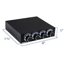 Load image into Gallery viewer, Kingwin FPX-001 Fan Controller 4 Channel w/ LED. Controls up to 4 Sets of PC Computer Fans, Independent Turn Knob Control, and Fits 3.5 Inch Drive Bay. Easy Setup, and Easy Control of Your Cooling Fan
