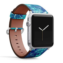 Load image into Gallery viewer, S-Type iWatch Leather Strap Printing Wristbands for Apple Watch 4/3/2/1 Sport Series (38mm) - Abstract Marble Blue Art Background
