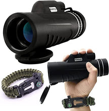 Load image into Gallery viewer, LAKEFALL GEAR 10 X 42 MONOCULAR Telescope for Hiking, Camping, Hunting Gear for Men &amp; Women with Free Paracord Bracelet
